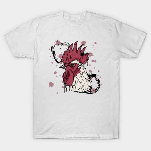 Rooster watercolor sketch T-Shirt by linespace-001